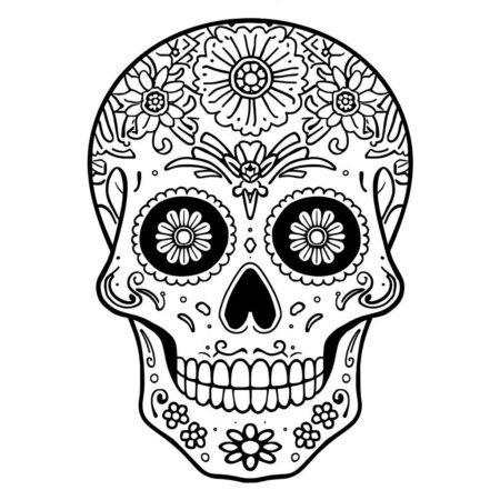 Caveira Dia dos Mortos (Desenho para Colorir)