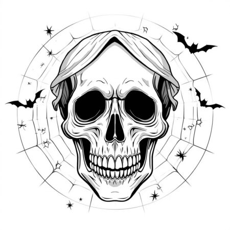 Caveira Halloween (Desenho para Colorir)