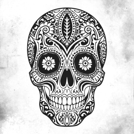 Caveira com Estilo Tribal (Desenho para Colorir)