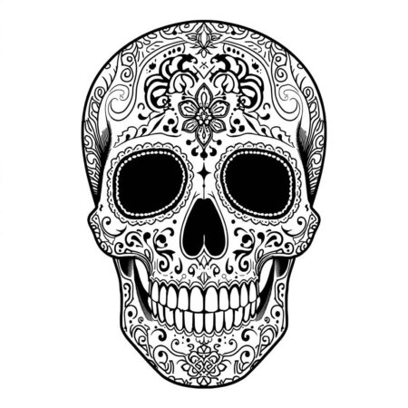 Caveira com Estilo Vintage (Desenho para Colorir)