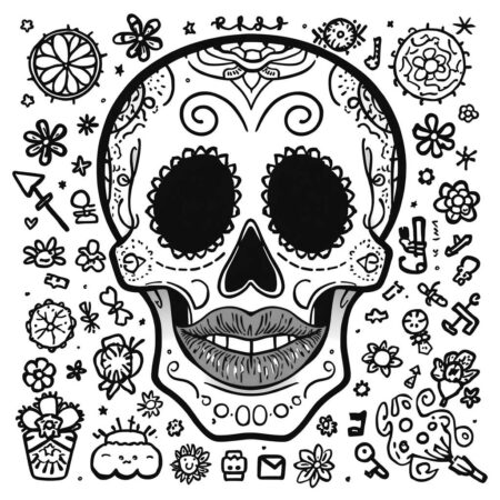 Caveira com Labios Grandes (Desenho para Colorir)