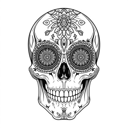 Caveira com Mascara (Desenho para Colorir)
