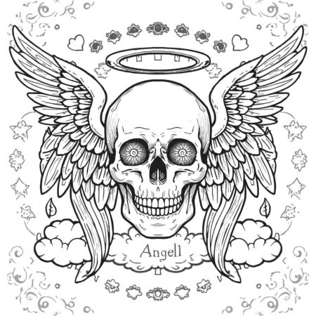 Caveira de Anjo (Desenho para Colorir)