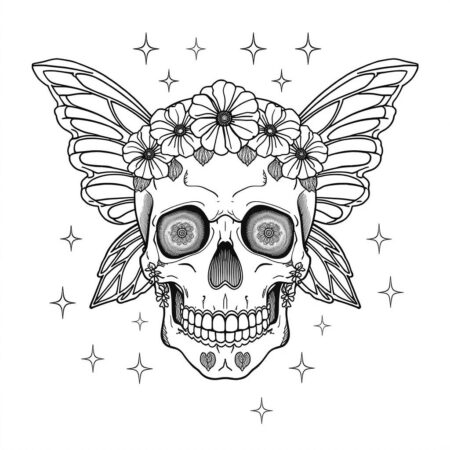 Caveira de Fadas (Desenho para Colorir)