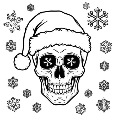 Caveira de Natal (Desenho para Colorir)