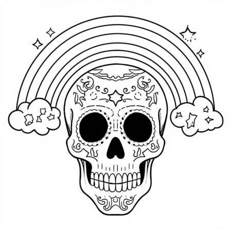 Caveira e Arco iris (Desenho para Colorir)