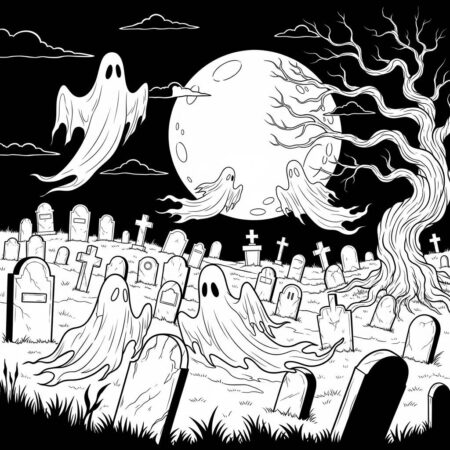 Cemiterio Assombrado (Desenho para Colorir)