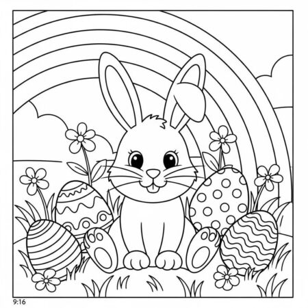 Cenario Pascoa Alegre (Desenho para Colorir)