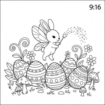 Cenario Pascoa Magico (Desenho para Colorir)