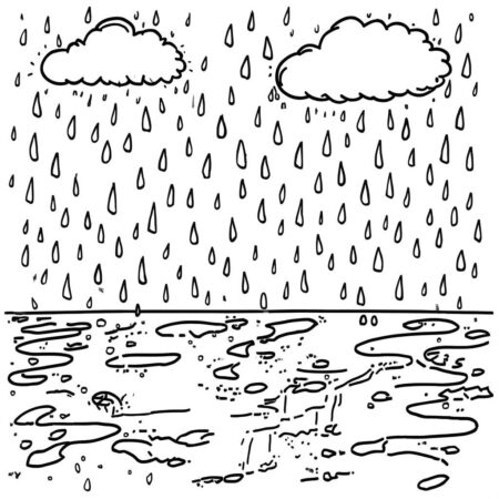 Cenario de Dia Chuvoso (Desenho para Colorir)