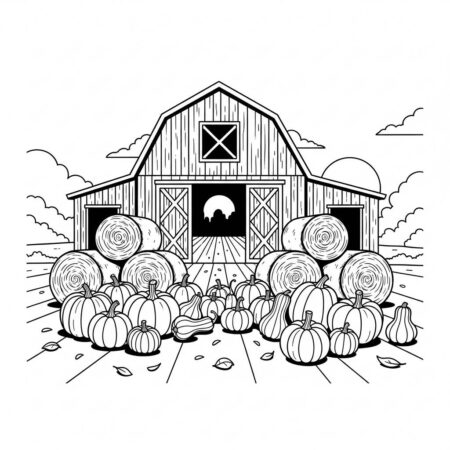 Cenario de Fazenda (Desenho para Colorir)