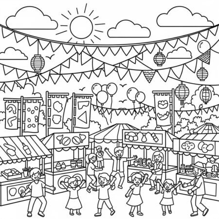 Cenario de Festival de Verao (Desenho para Colorir)