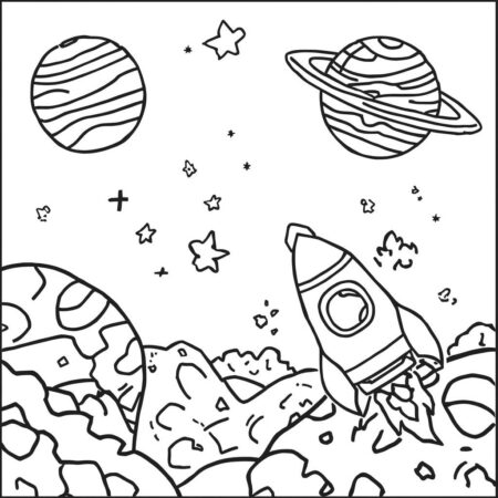 Cenario de Viagem Espacial (Desenho para Colorir)