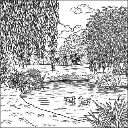 Cenario do Jardim (Desenho para Colorir)