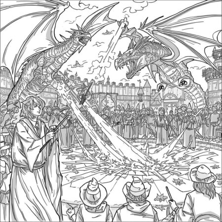 Cenas do Torneio Tribruxo (Desenho para Colorir)