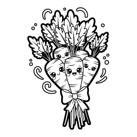 Cenouras Frescas e Crocantes (Desenho para Colorir)
