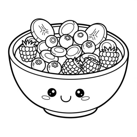 Cereal com Frutas (Desenho para Colorir)