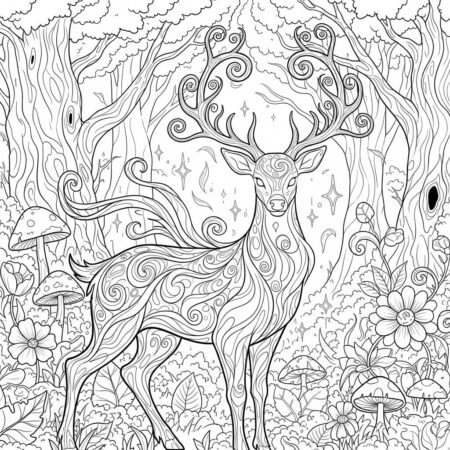 Cervo Fantasma Mistico (Desenho para Colorir)