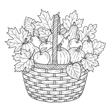 Cesta de Outono (Desenho para Colorir)