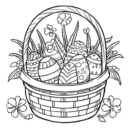 Cesta de Ovos (Desenho para Colorir)