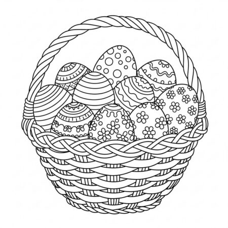 Cesta de Ovos Pascoa (Desenho para Colorir)