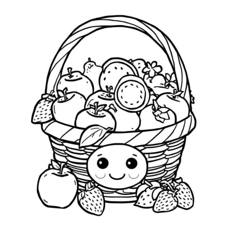 Cesta de frutas Para Meninas (Desenho para Colorir)