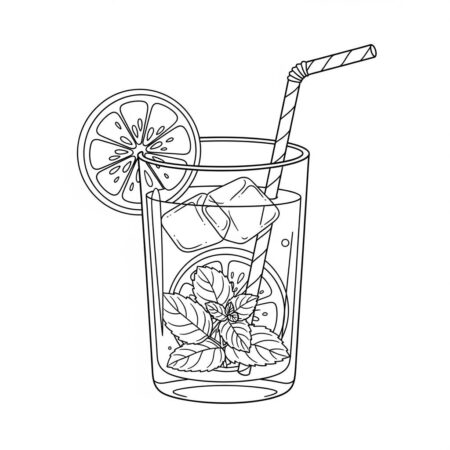 Cha Gelado Refrescante (Desenho para Colorir)