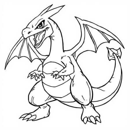 Charizard Estilo Manga (Desenho para Colorir)