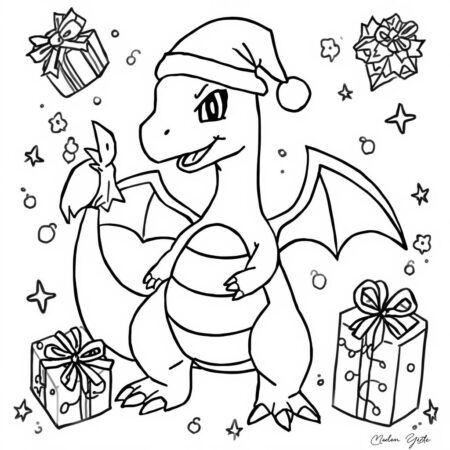 Charizard Natal (Desenho para Colorir)