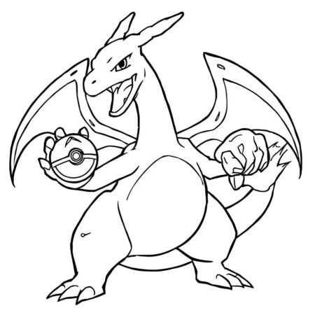 Charizard com Pokebola (Desenho para Colorir)