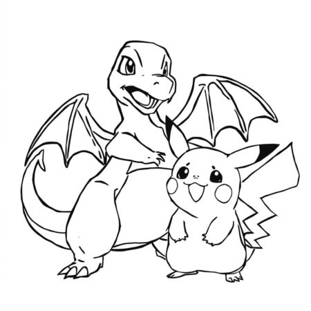 Charizard e Amigos (Desenho para Colorir)