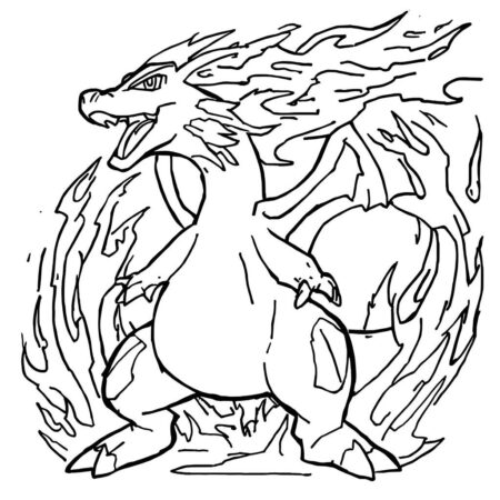 Charizard e Fogo (Desenho para Colorir)