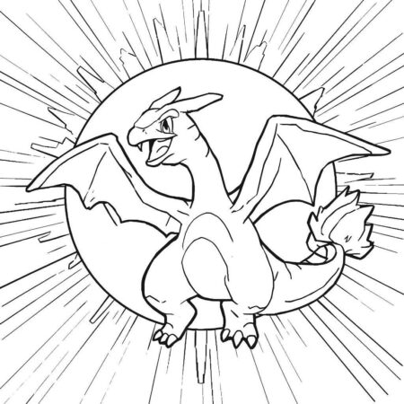 Charizard e o Sol (Desenho para Colorir)