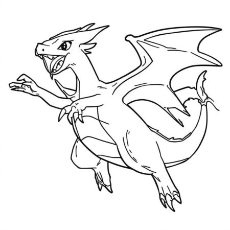 Charizard em Acao (Desenho para Colorir)