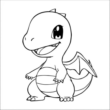 Charizard em Estilo Cute (Desenho para Colorir)