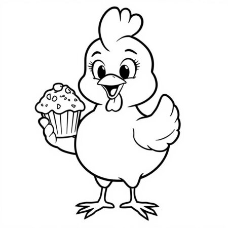 Chica with Cupcake (Desenho para Colorir)