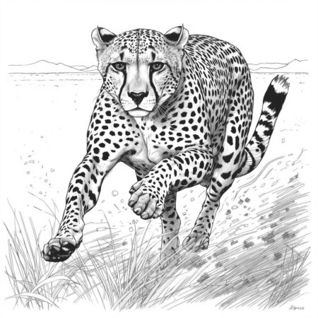 Chita Realista em Movimento (Desenho para Colorir)