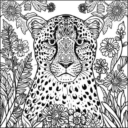 Chita com Detalhes Florais (Desenho para Colorir)