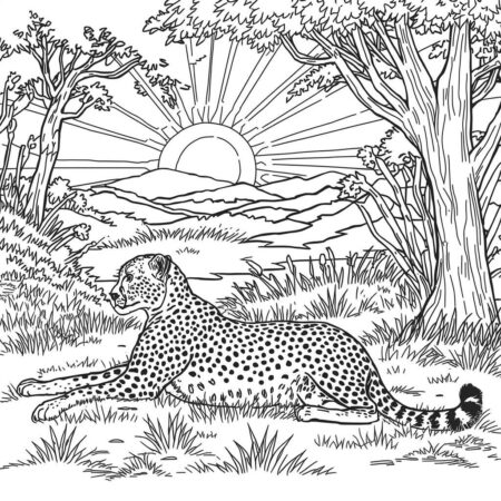 Chita e o Sol Nascente (Desenho para Colorir)