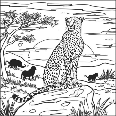 Chita em um Safari (Desenho para Colorir)