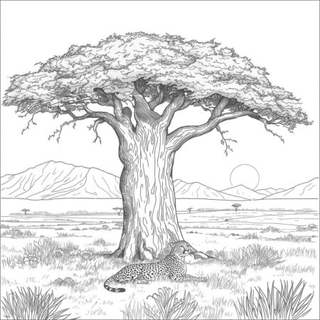 Chita na Savana (Desenho para Colorir)