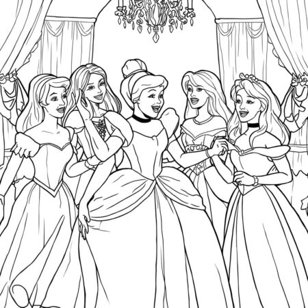 Cinderela e Amigas (Desenho para Colorir)