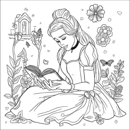 Cinderela e Conto de Fadas (Desenho para Colorir)