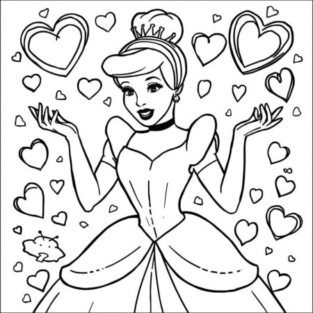 Cinderela e Coracao (Desenho para Colorir)