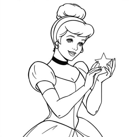 Cinderela e Estrela (Desenho para Colorir)