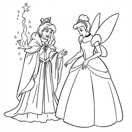Cinderela e Fadas (Desenho para Colorir)