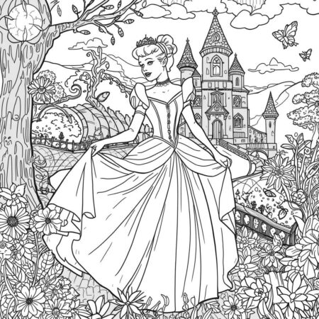 Cinderela e Fantasia (Desenho para Colorir)