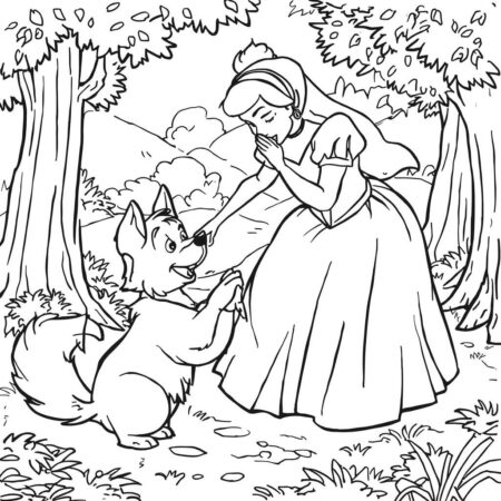 Cinderela e Lobo (Desenho para Colorir)