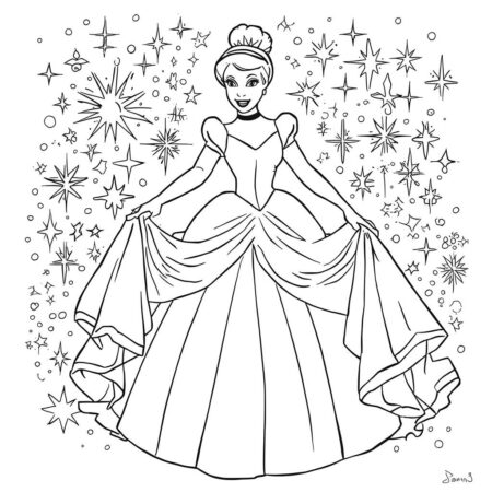 Cinderela e Magia (Desenho para Colorir)