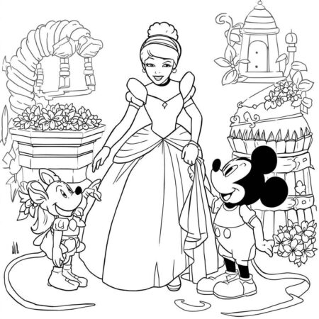 Cinderela e Rato (Desenho para Colorir)